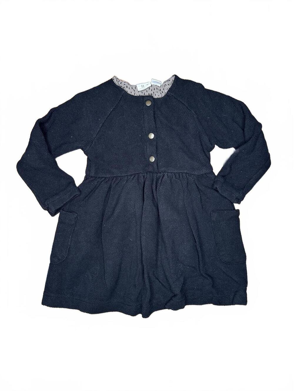 Zara Baby Black Long Sleeve Dress with Lace Collar Size 3-4 Years